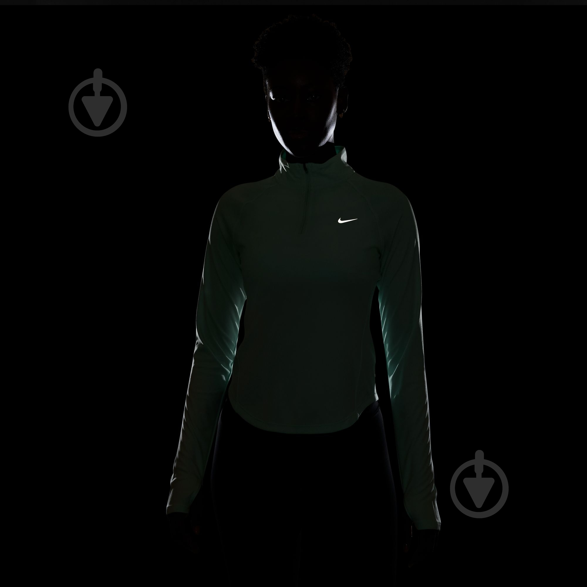 Джемпер Nike W NK TEMPO SWSH HBR DF HZ TOP HV2842-353 р.M зеленый - фото 9