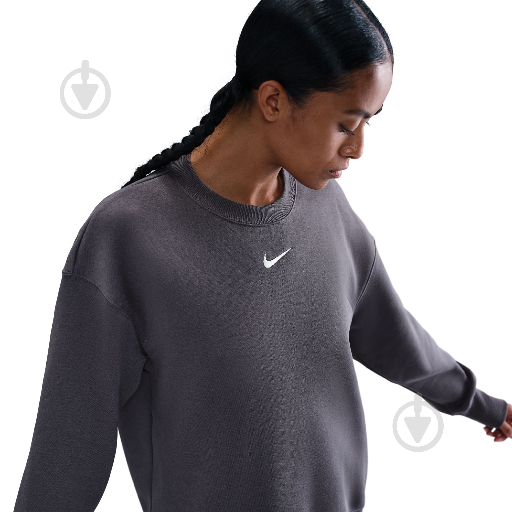 Джемпер Nike W NSW PHNX FLC OS LONG CREW FZ4270-036 р.M серый - фото 4 Джемпер Nike W NSW PHNX FLC OS LONG CREW FZ4270-036 р.M серый - фото 4