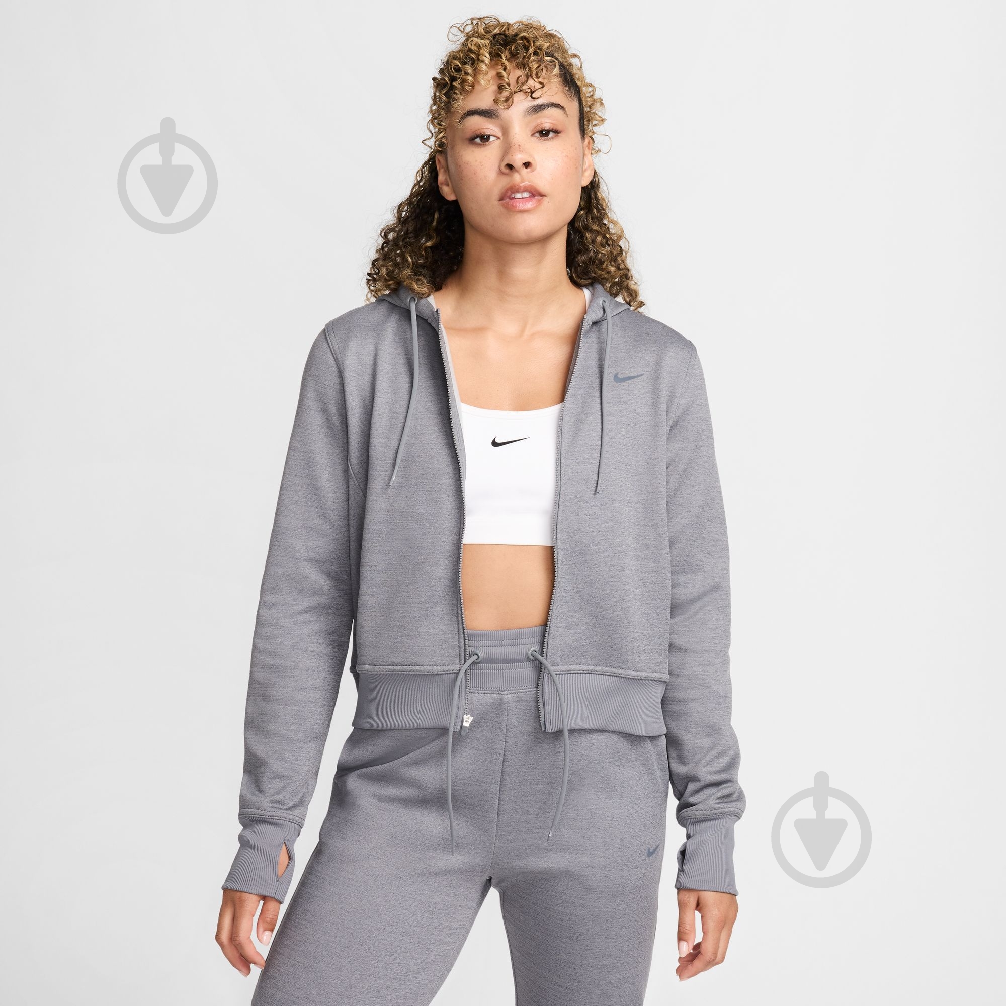 Джемпер Nike W NK ONE TF FZ HOODIE LBR FB5216-091 р.S серый - фото 1