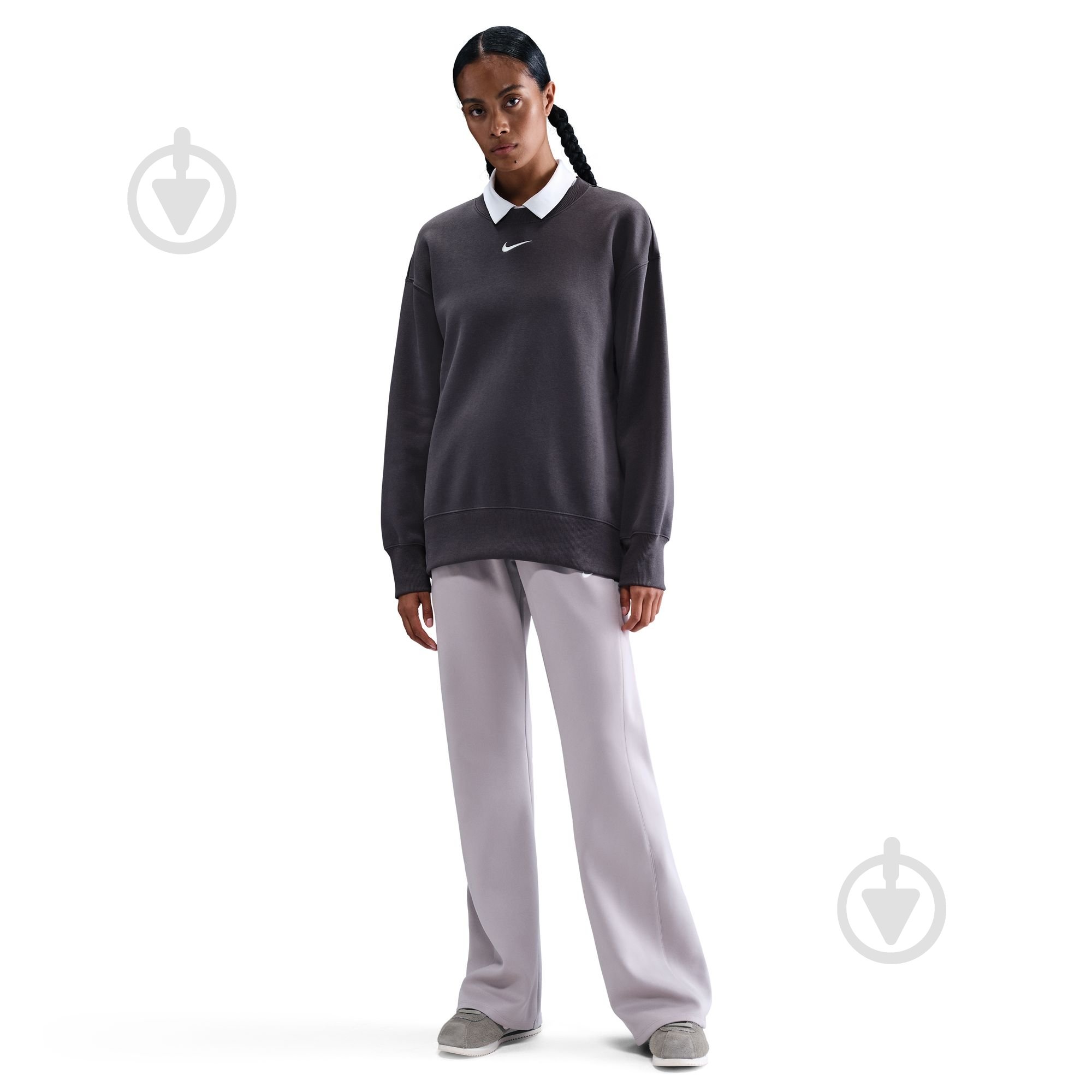 Джемпер Nike W NSW PHNX FLC OS LONG CREW FZ4270-036 р.S сірий - фото 1