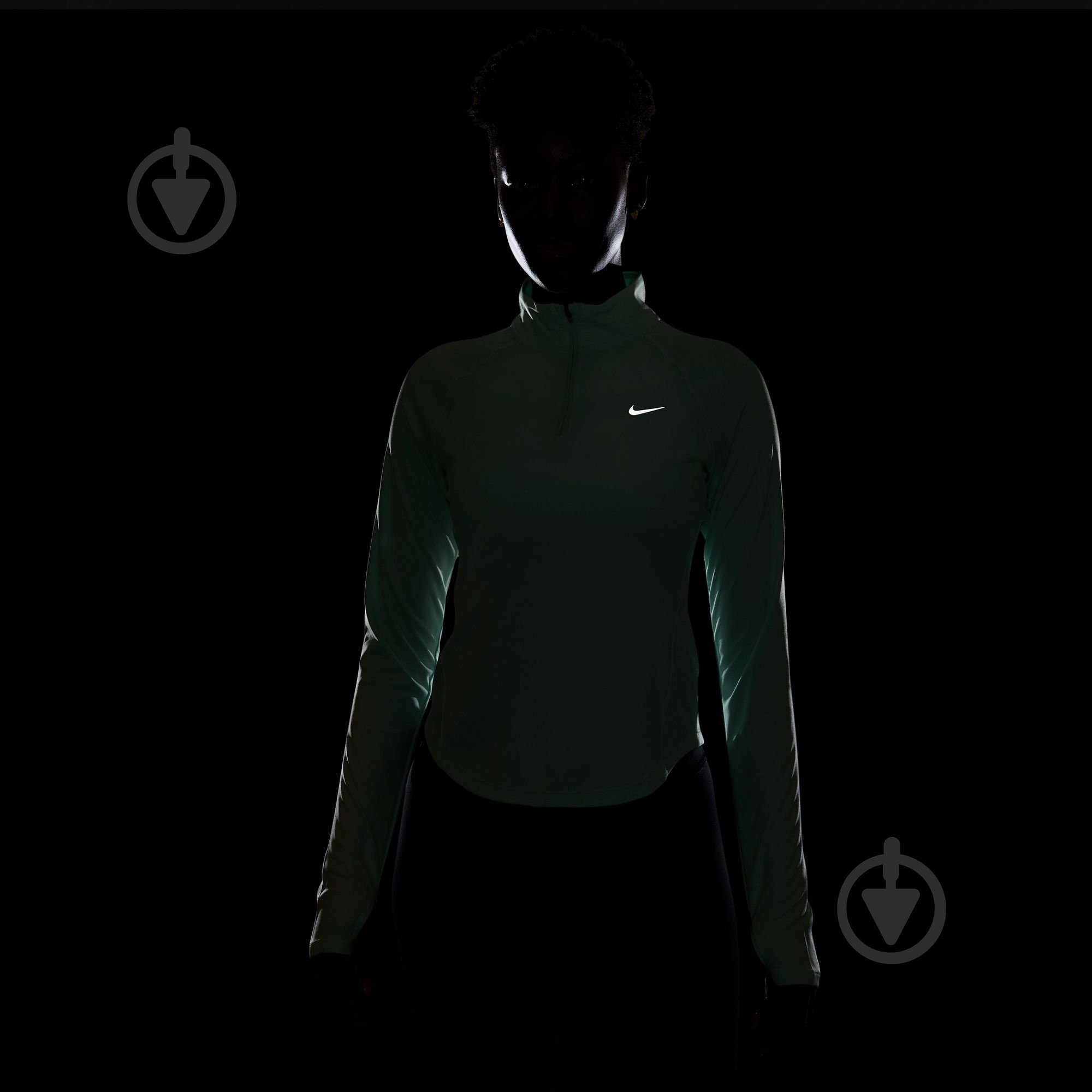 Джемпер Nike W NK TEMPO SWSH HBR DF HZ TOP HV2842-353 р.XS зеленый - фото 9