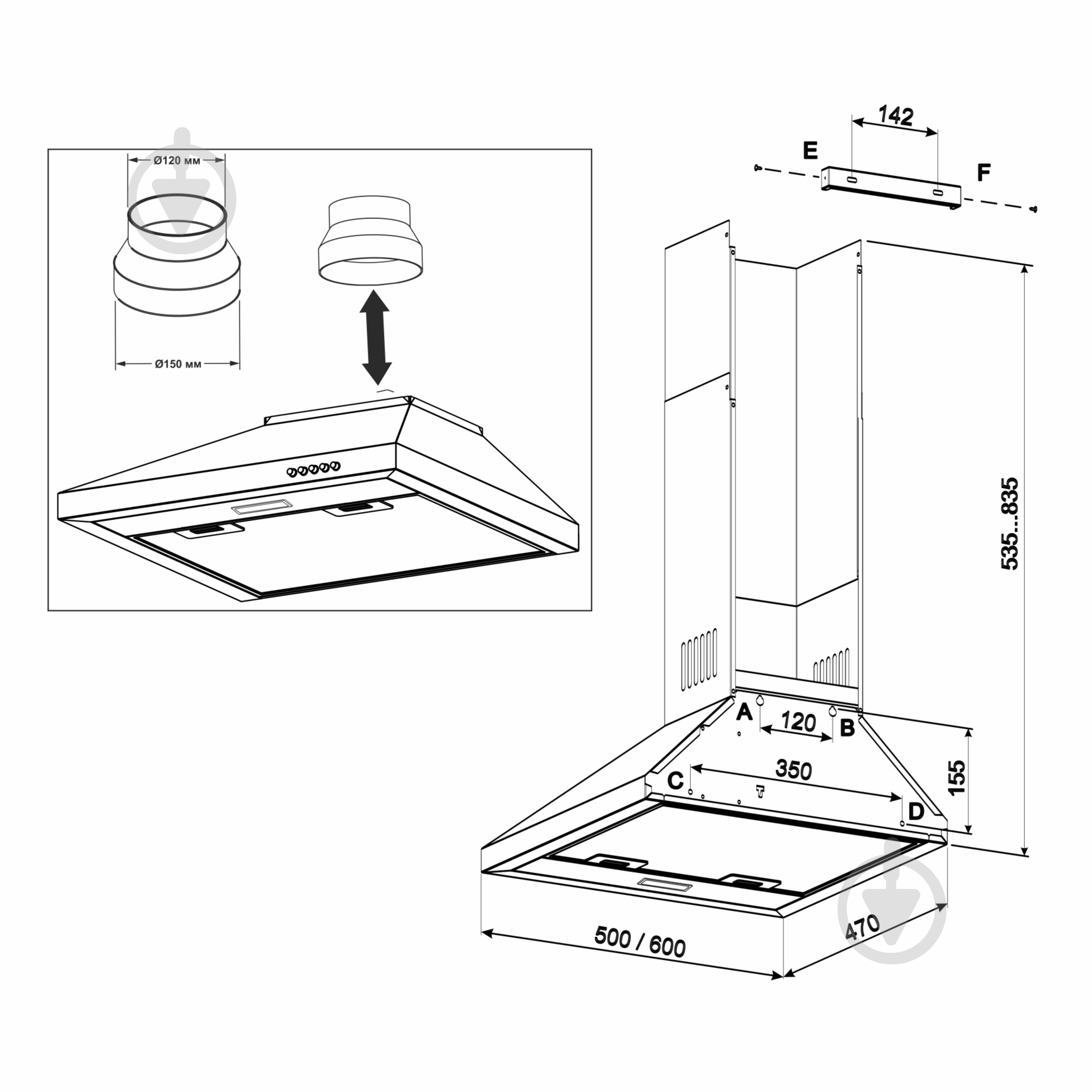Вытяжка Eleyus WELLA 1000 LED 60 BL - фото 11