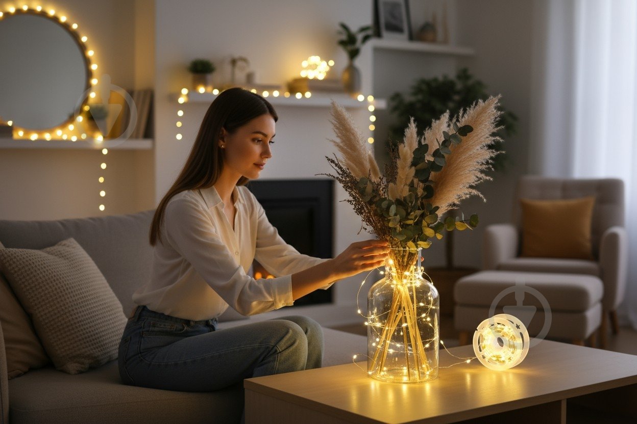 Гірлянда лінійна роса на котушці теплий білий 1000 ламп 100 м (EP2403) - фото 2