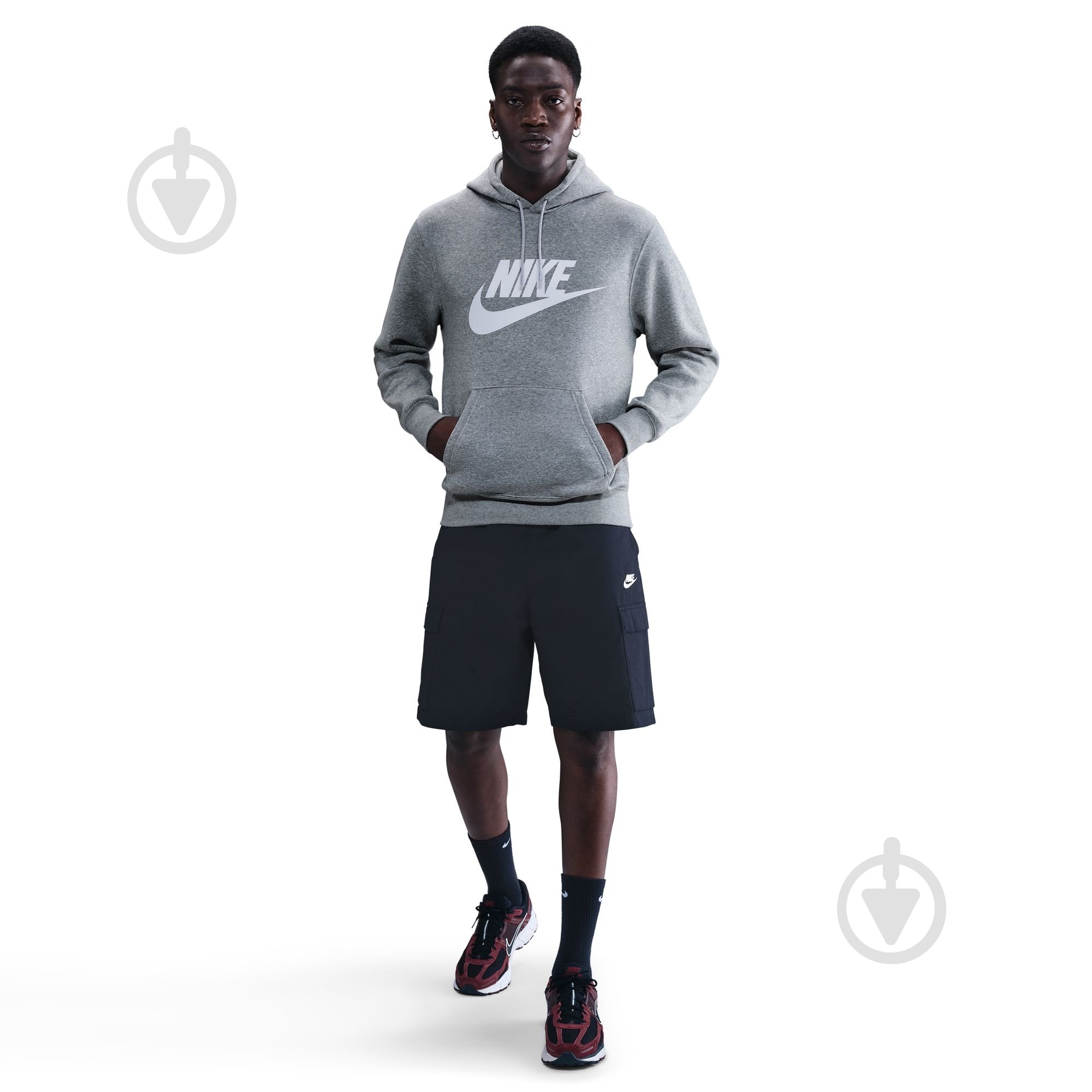 Джемпер Nike M NK CLUB BB PO GFX HOODIE FN3868-063 р.L серый - фото 2 Джемпер Nike M NK CLUB BB PO GFX HOODIE FN3868-063 р.L серый - фото 2