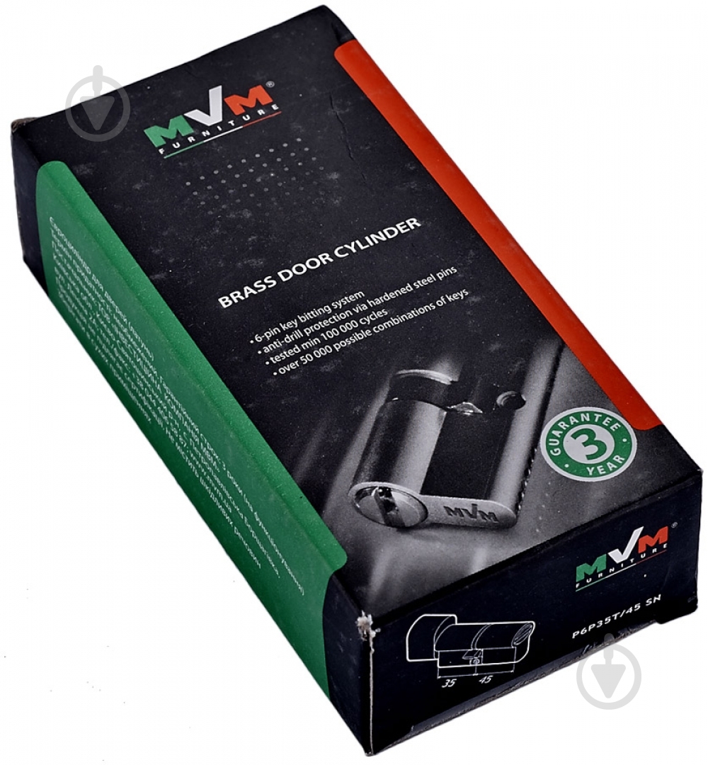 Цилиндр MVM Р6Е 40x30 ключ-вороток 70 мм матовая латунь - фото 3 Цилиндр MVM Р6Е 40x30 ключ-вороток 70 мм матовая латунь - фото 3