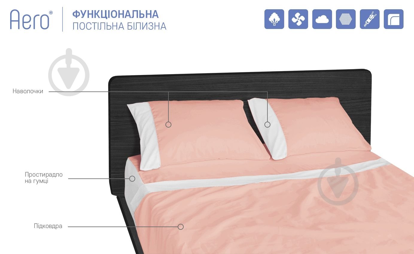 Набір наволочок Aero Light Peach 2 шт. 50x70 см персиковий Sonex - фото 2