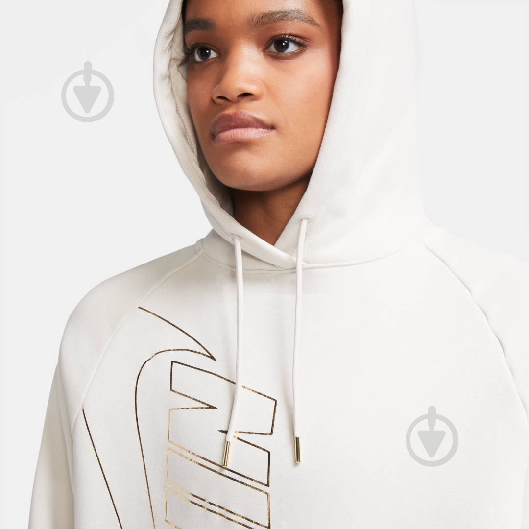 Джемпер Nike W NSW ICN CLSH HOODY FLC OS DC0652-104 р. S бежевый - фото 3