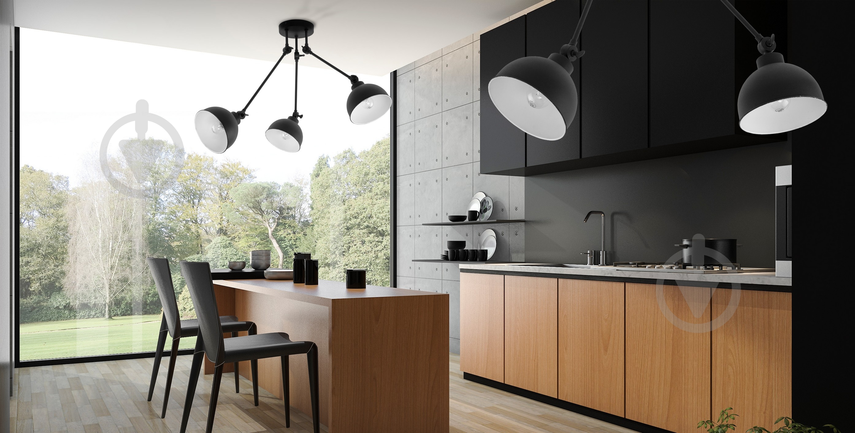 Люстра потолочная TK Lighting Techno 2x60 Вт E27 черный/белый 2580 - фото 2