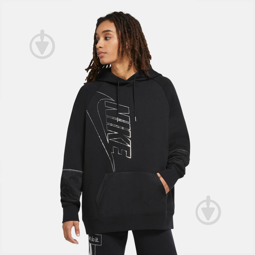 Джемпер Nike W NSW ICN CLSH HOODY FLC OS DC0652-010 р. S черный - фото 4