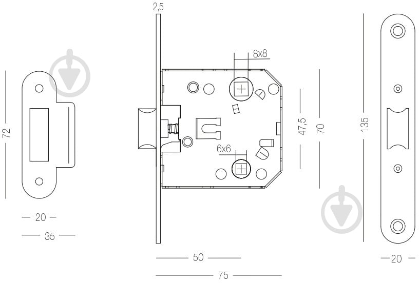 Дверний замок міжкімнатний MVM M-2054 WC стара бронза - фото 4