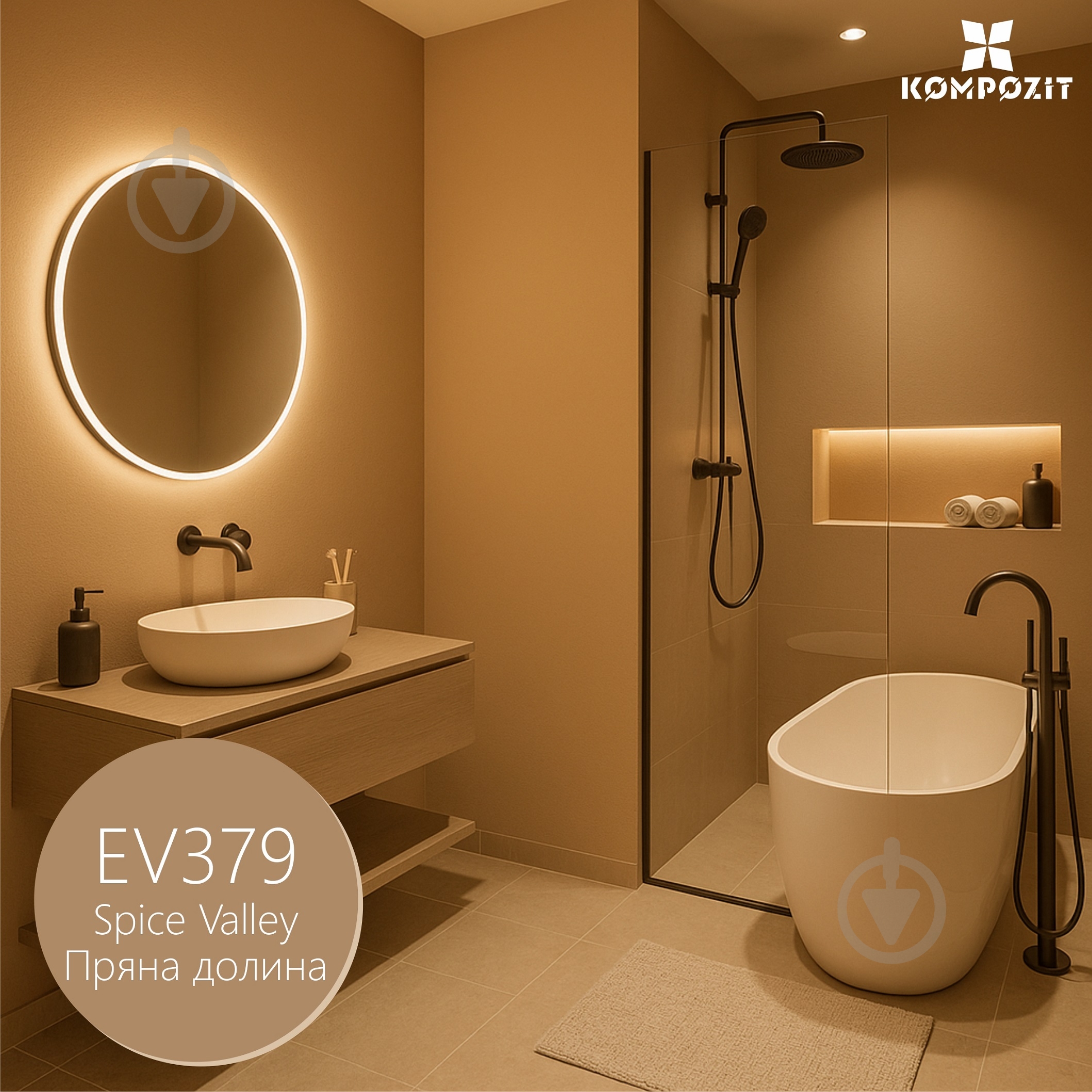 Краска латексная Kompozit PRIME 7 шелковистый мат Пряная долина EV379 2,7 л - фото 1 Краска латексная Kompozit PRIME 7 шелковистый мат Пряная долина EV379 2,7 л - фото 1