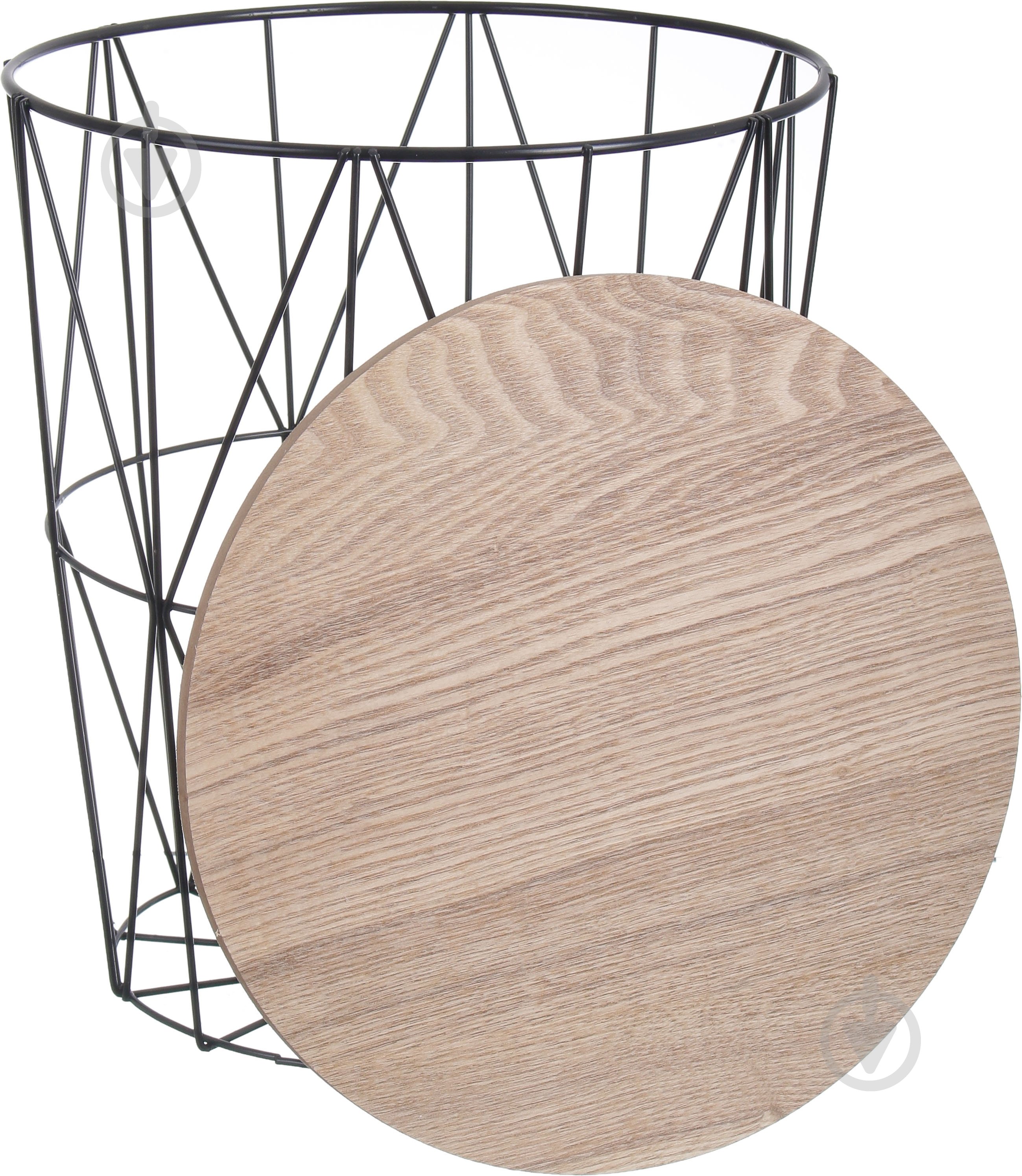 Стол-корзина Сканди 340x300x300 мм дерево натуральноечерный - фото 2