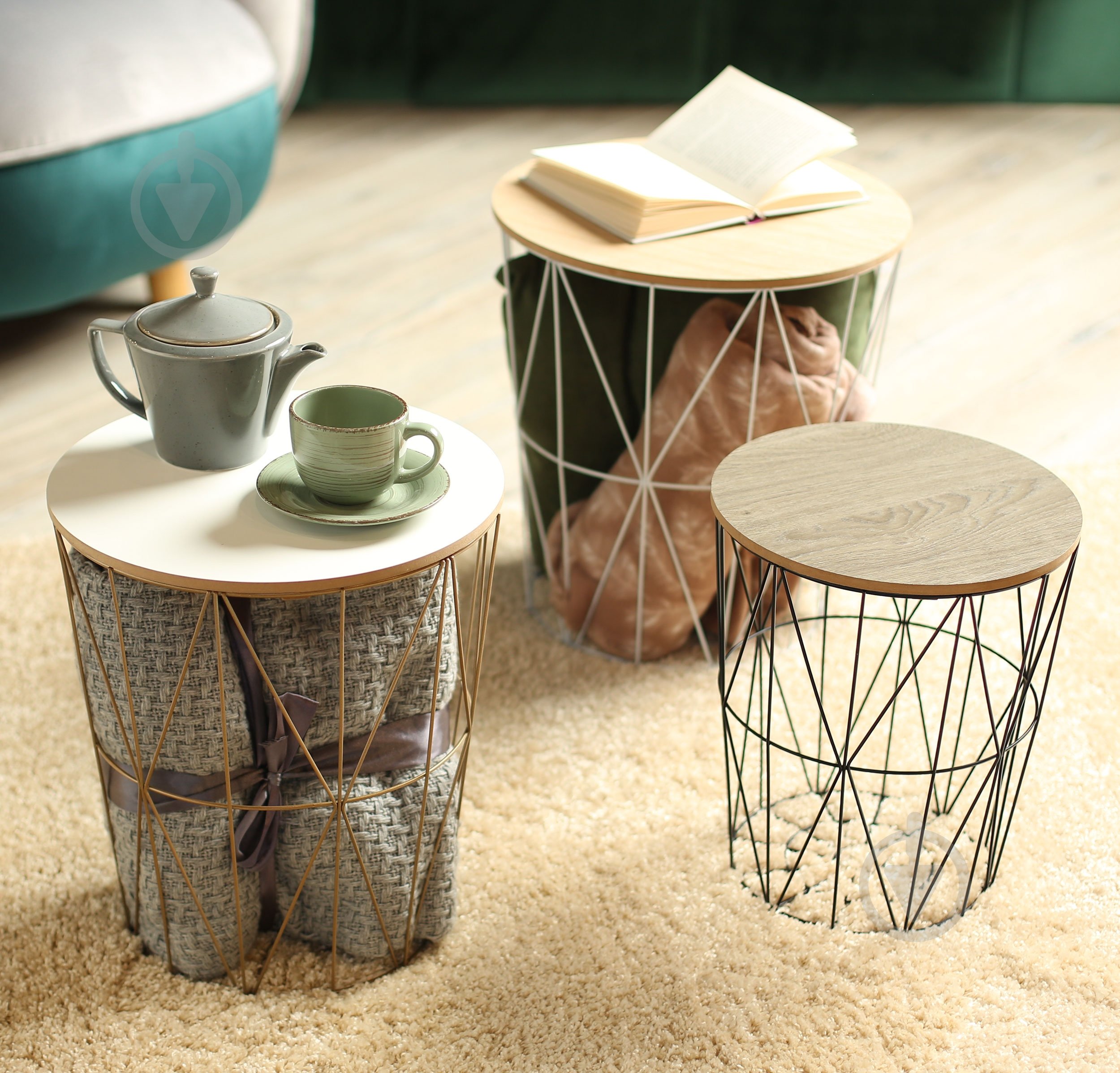 Стол-корзина Сканди 340x300x300 мм дерево натуральноечерный - фото 5