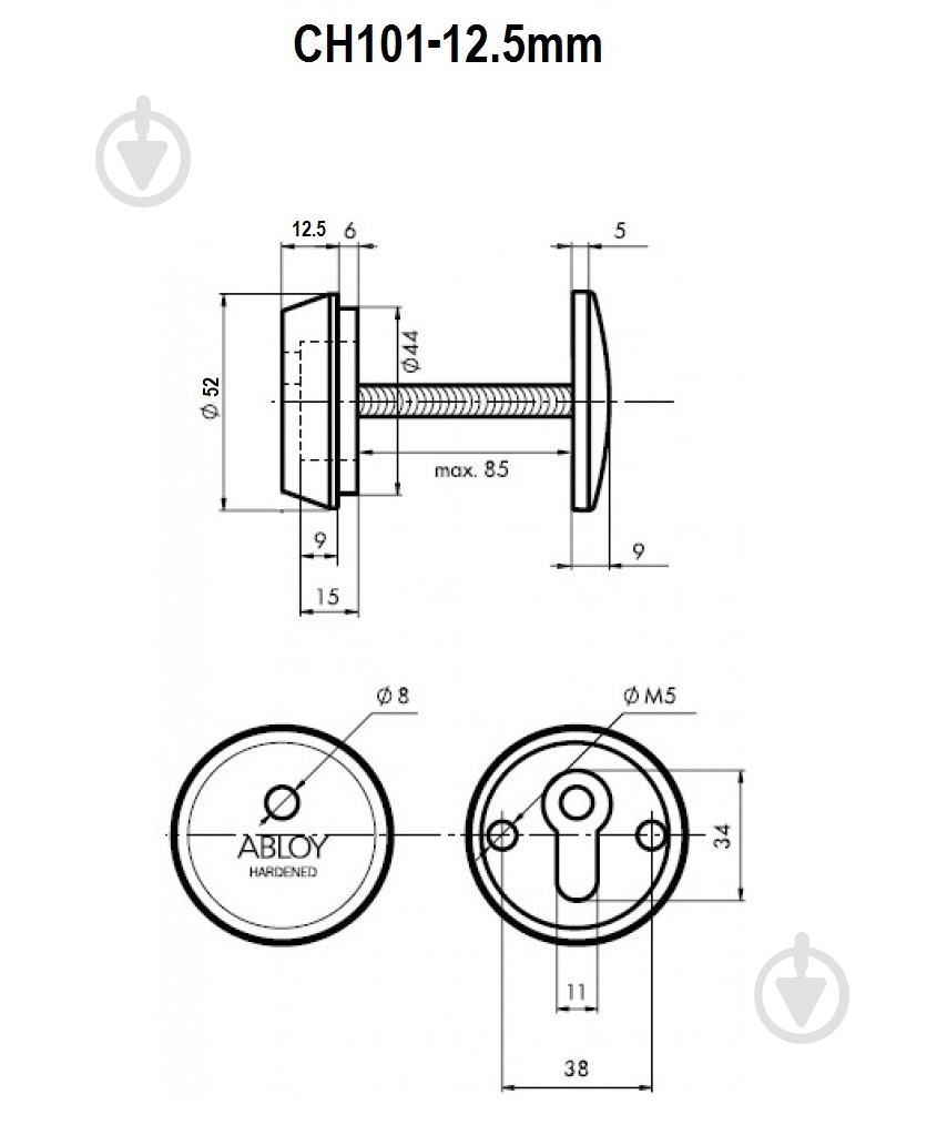 Накладка до замка Mul-T-Lock CH101 DIN ROUND 40-80мм полірована латунь - фото 5
