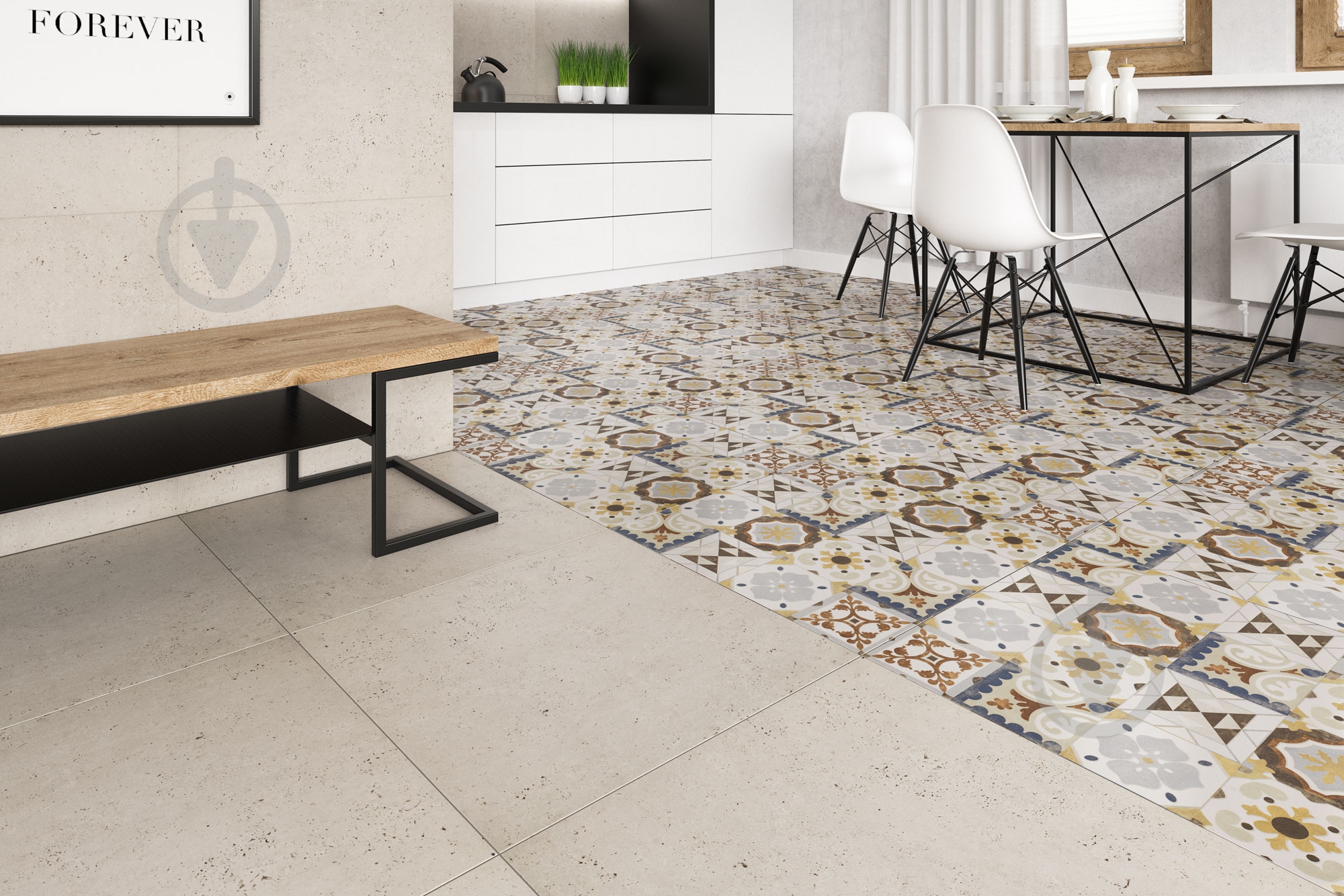 Плитка Ceramika Paradyz Cement grys patchwork mat 60х60 см - фото 3