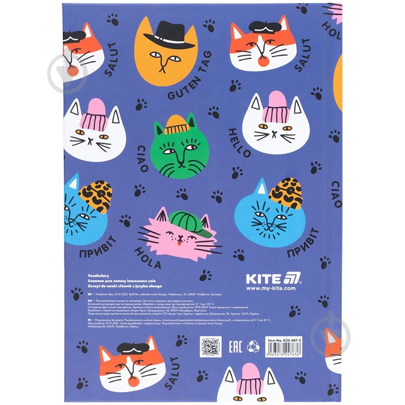 Зошит-словник з іноземної мови 60 арк. Cats K25-407-2 KITE - фото 6