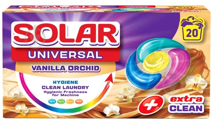 Капсули для машинного та ручного прання Solar Universal Vanilla Orchid 20 шт. — фото 1