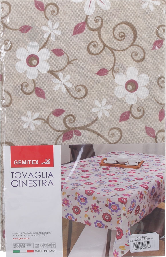 Скатертина Ginestra квіти 140x220 см червоний Gemitex - фото 3