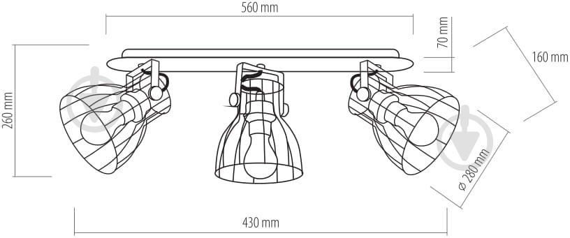 Спот TK Lighting Alano 3x60 Вт E27 черный 2122 - фото 3