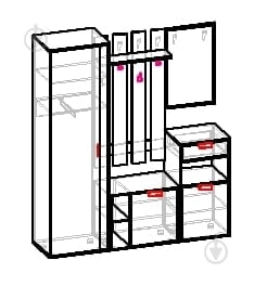 Прихожая с зеркалом Вісент Бекстрит-2 1800х400х2100 мм бетон / дуб крафт золотой - фото 3