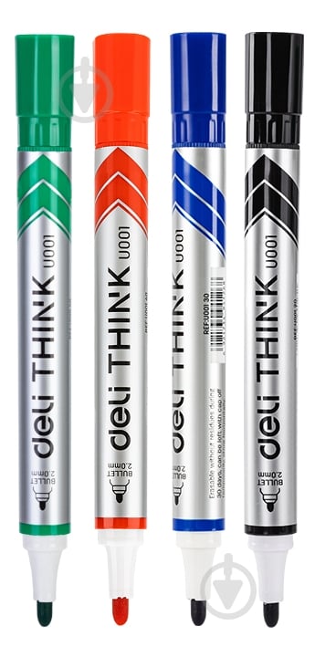 Набір маркерів Deli для магнітно-маркерних дошок 4 шт. U001-4AS - фото 1