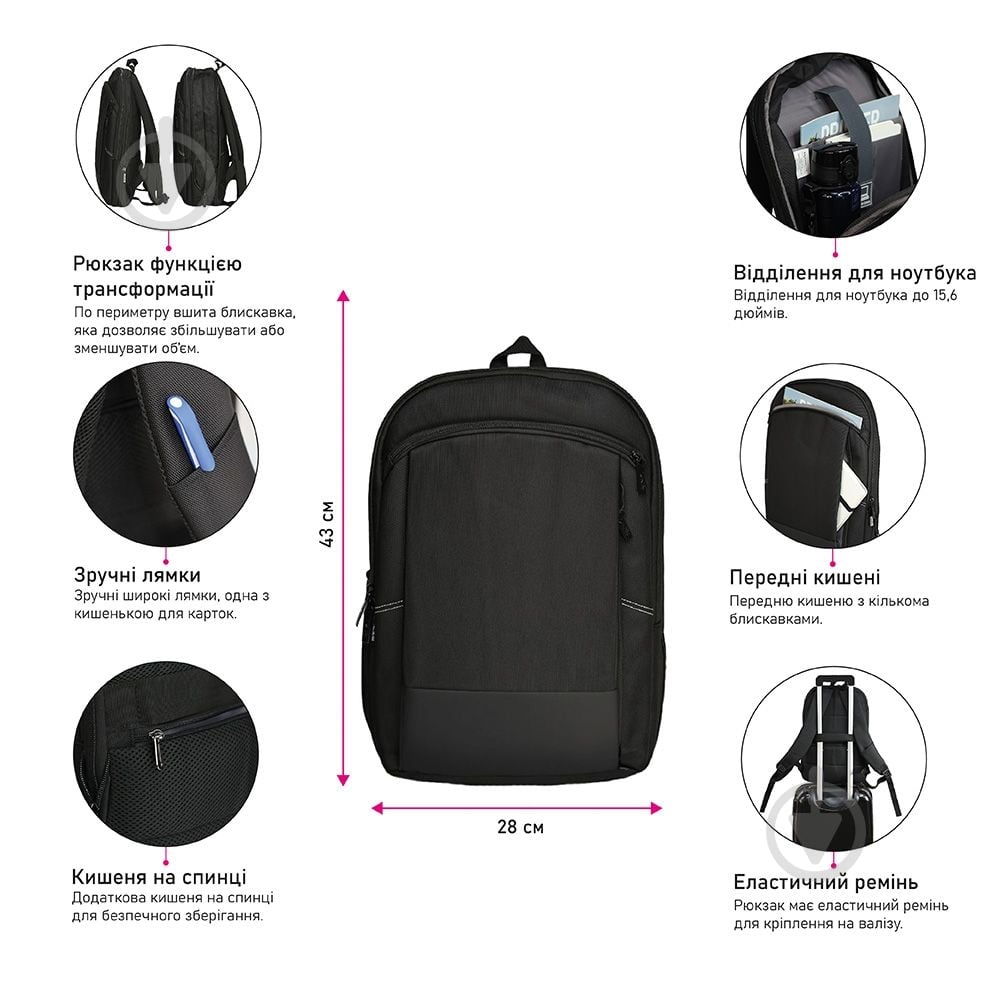 Рюкзак NikiBo Smart черный - фото 3