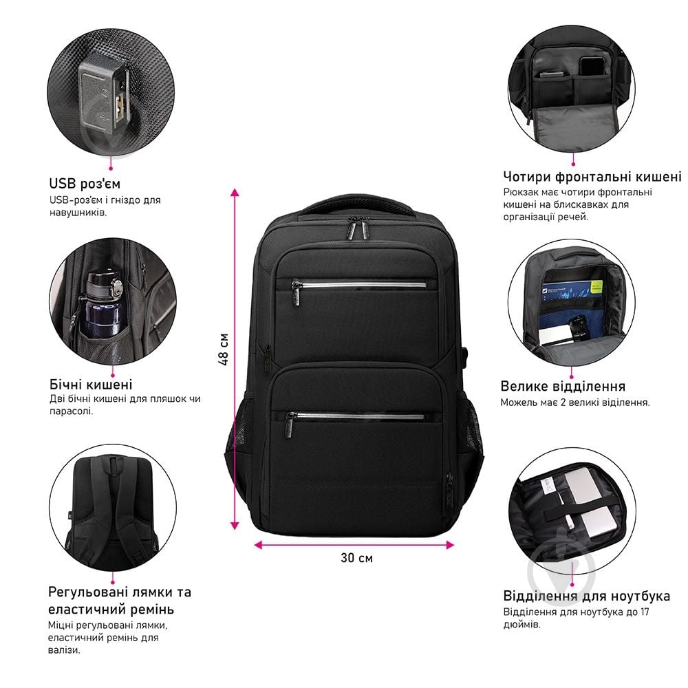 Рюкзак NikiBo Globe черный - фото 3