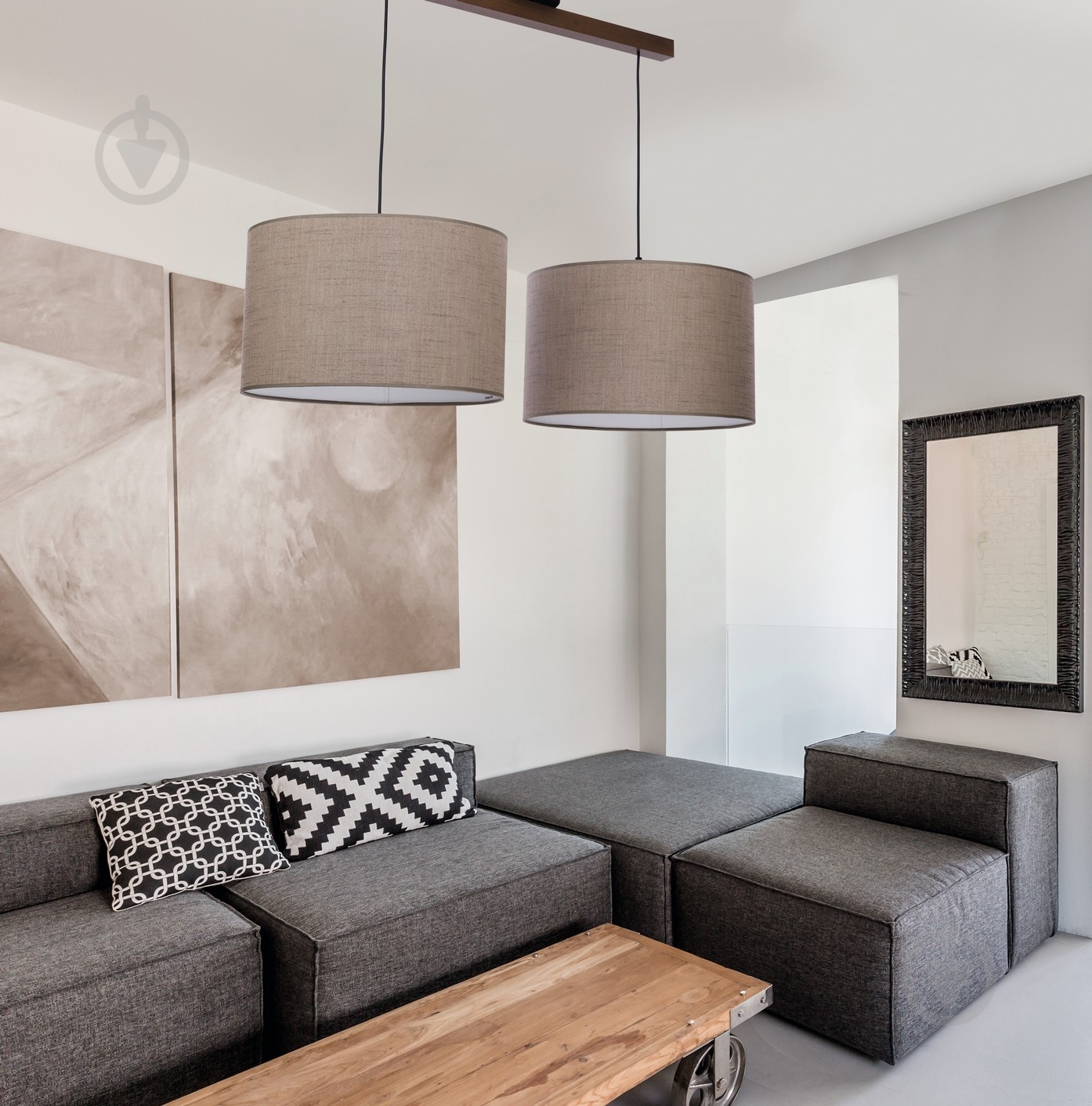 Люстра подвесная TK Lighting Troy 2x60 Вт E27 орех/лен 2646 - фото 2