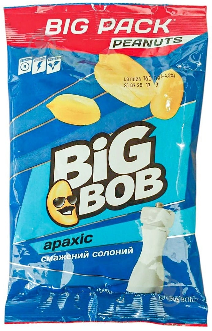 Арахіс Big Bob смажений солоний XXL 160 г (4820182069109) - фото 1