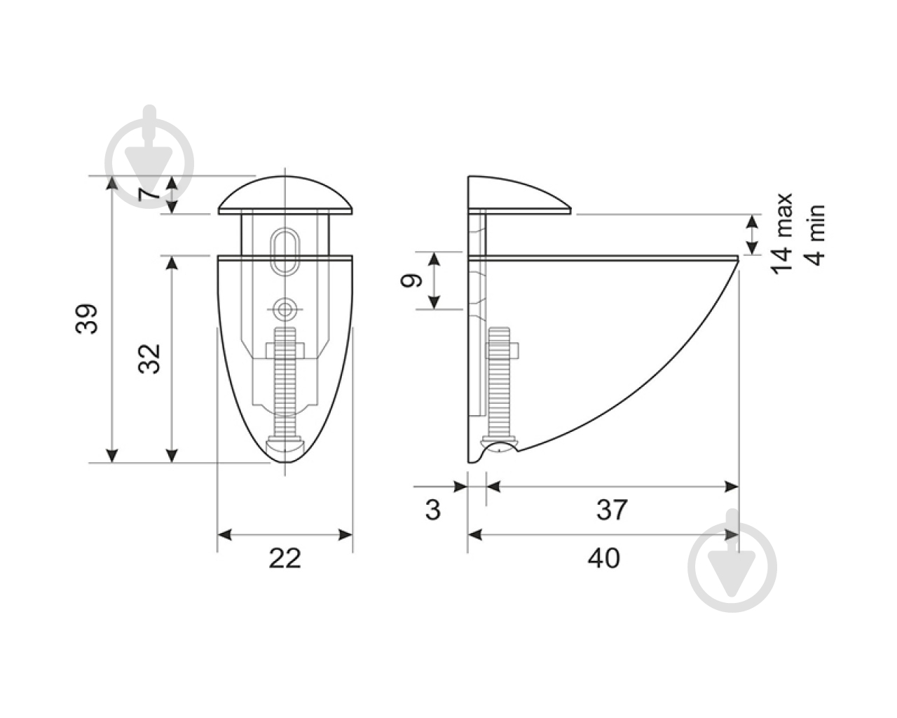 Держатель для полок DC 41х42мм Чёрный (2шт) - фото 3