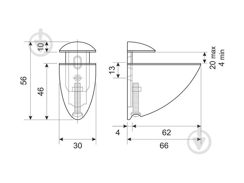 Держатель для полок DC 66х66мм Чёрный (2шт) - фото 3