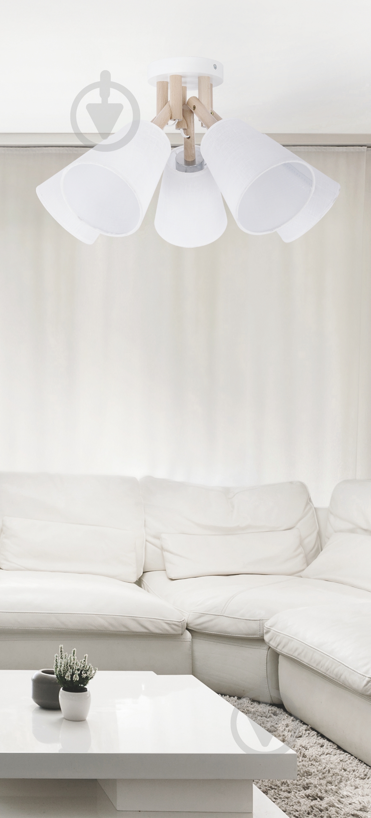 Люстра стельова TK Lighting Vaio 3x60 Вт E27 білий/дерево 665 - фото 2 Люстра стельова TK Lighting Vaio 3x60 Вт E27 білий/дерево 665 - фото 2