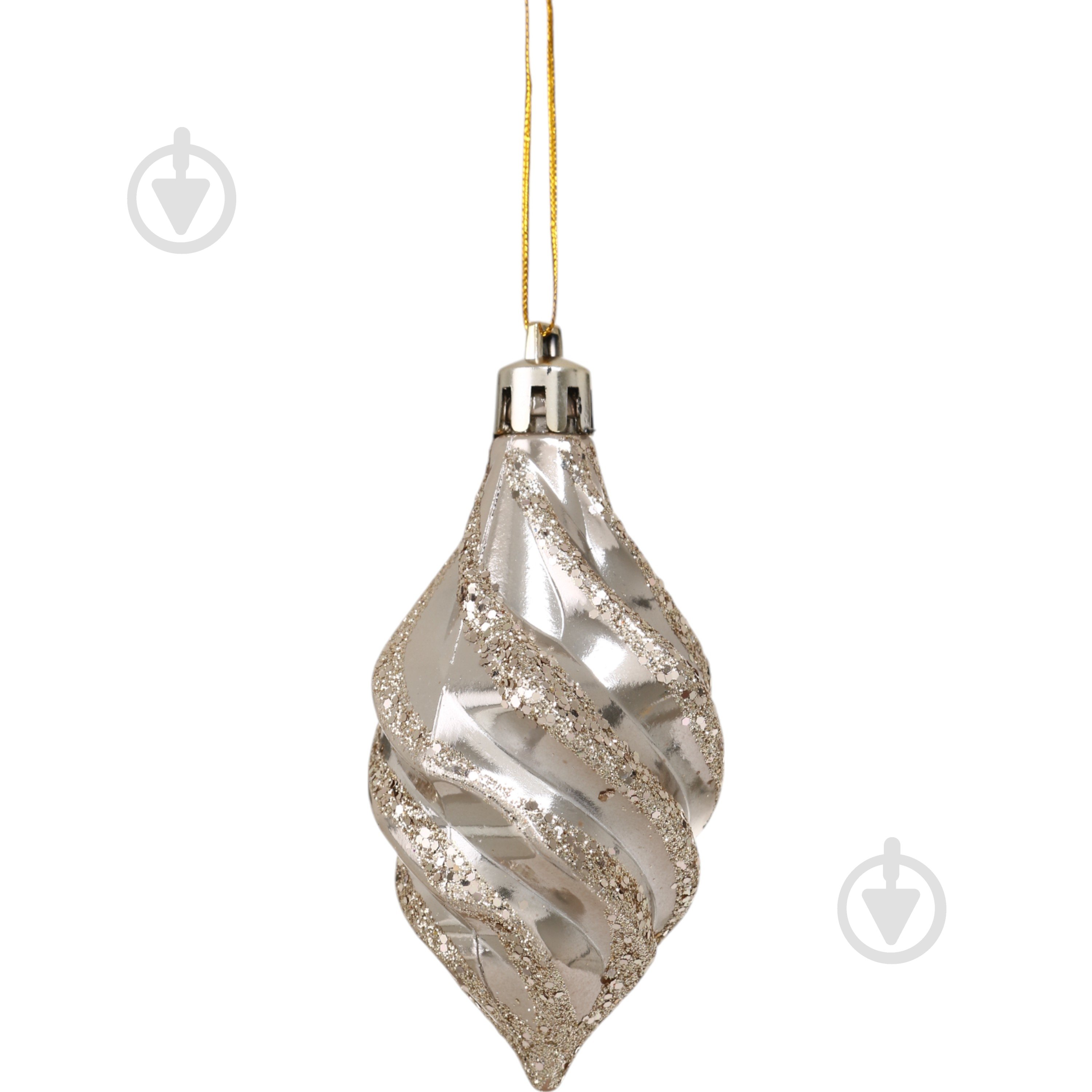 Набір підвісок куля/бурулька/дзиґа шампань d 60 мм 3 шт./уп. - фото 1