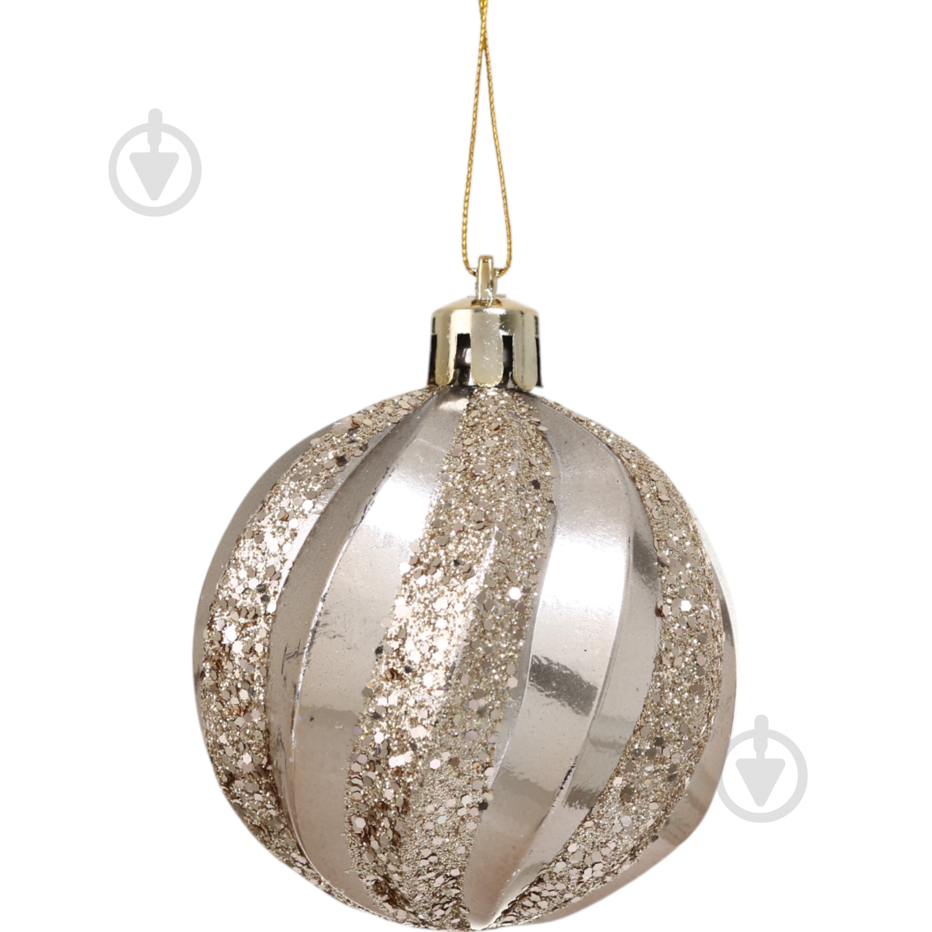 Набір підвісок куля/бурулька/дзиґа шампань d 60 мм 3 шт./уп. - фото 3