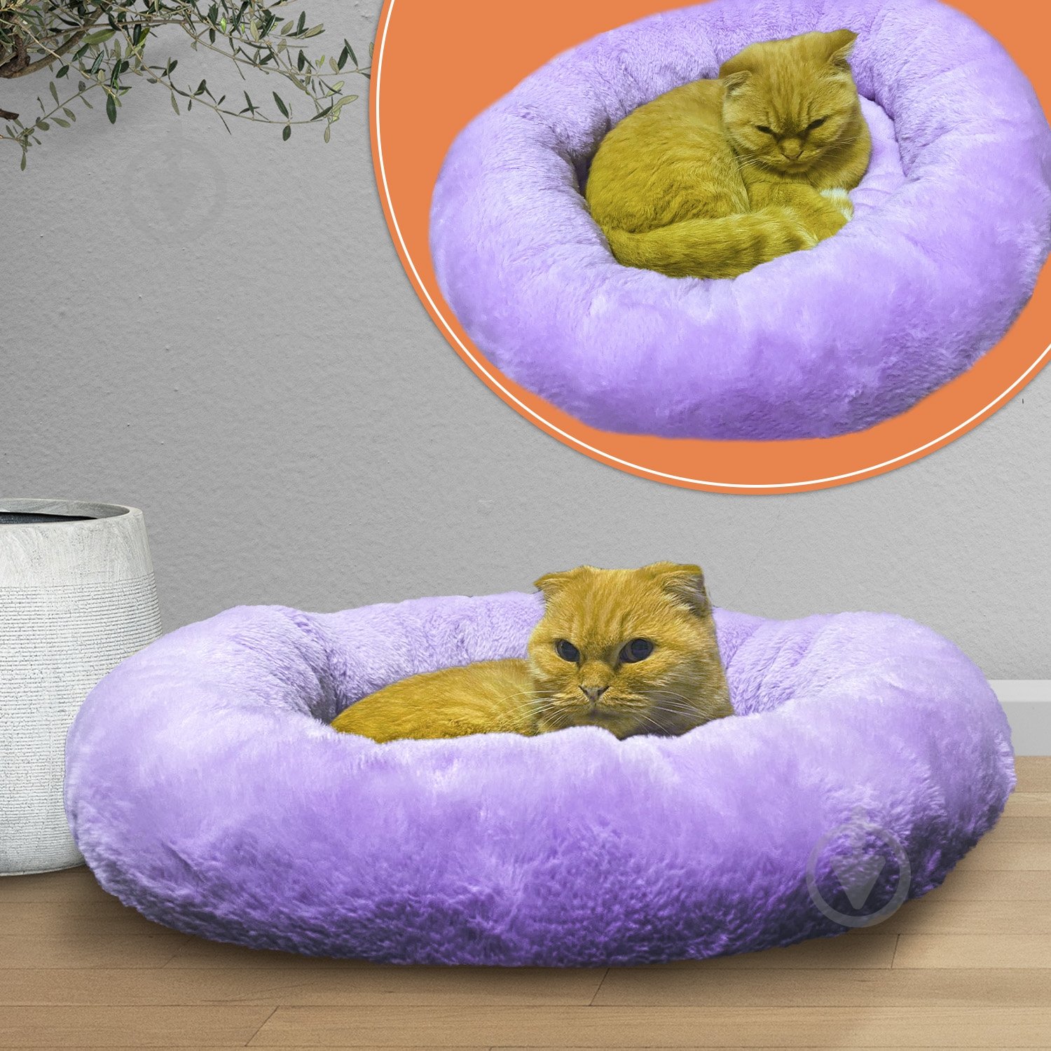 Лежак Fanny Animals кругла 45 см лавандова - фото 5