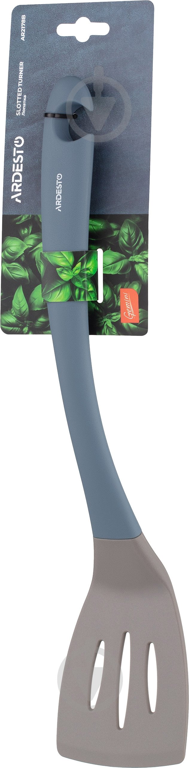 Лопатка з прорізями Ardesto Gemini 35 см сіро-синя AR2178B - фото 1 Лопатка з прорізями Ardesto Gemini 35 см сіро-синя AR2178B - фото 1