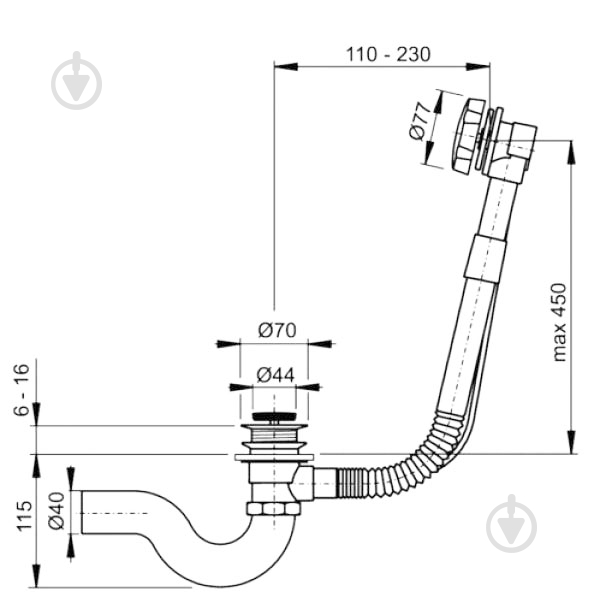 Сифон для ванны Jacob Delafon Е70174-01-R - фото 2