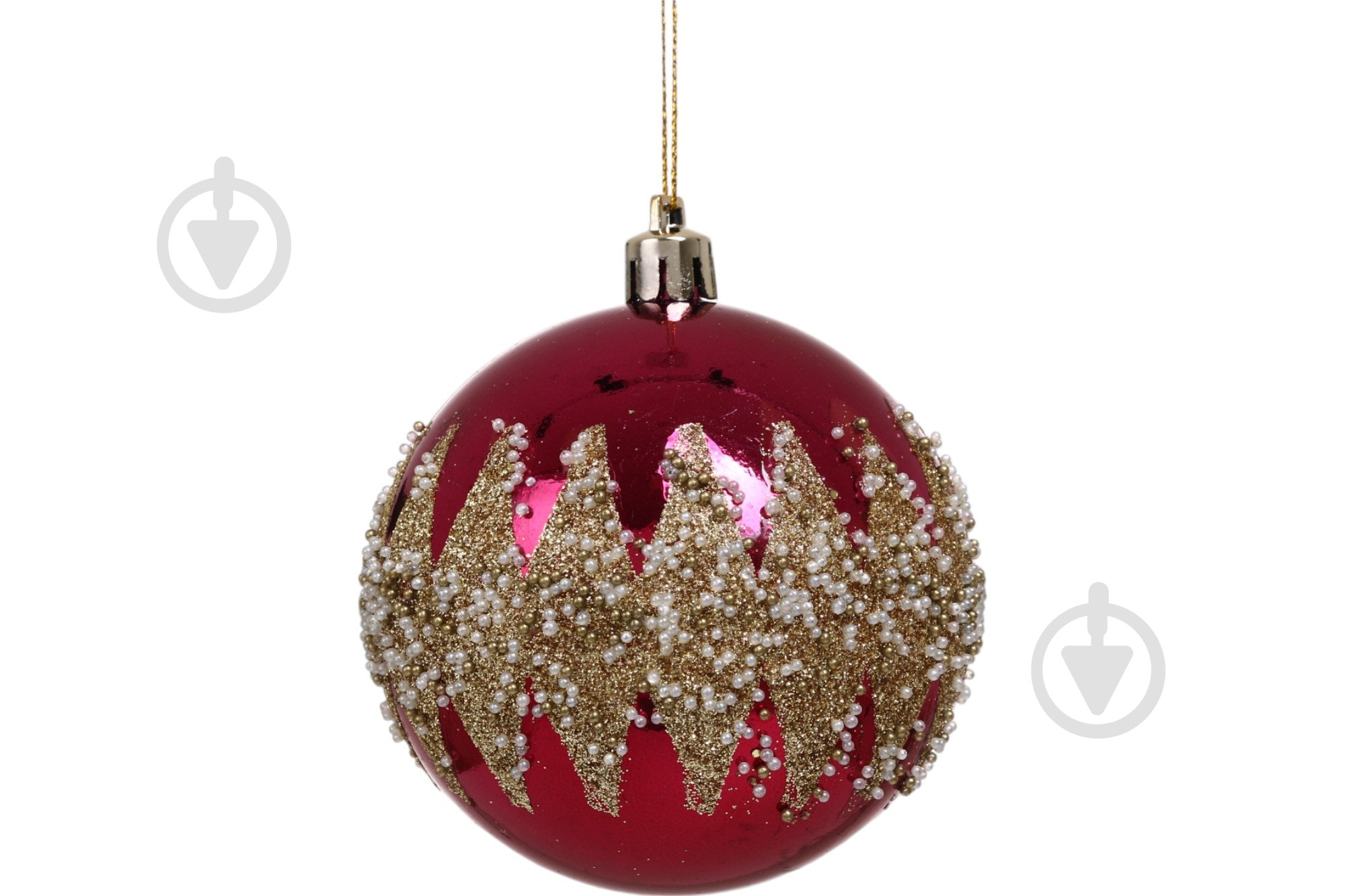 Набір ялинкових куль готика винно-золотий d 80 мм 6 шт./уп. - фото 3