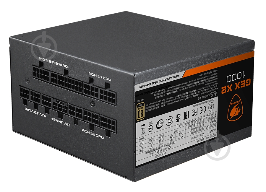 Блок питания Cougar GEX X2 1000, 80 Plus Gold, Modular, 120 мм Silent Fan, 10SATA + 6PCI-E GEX X2 1000 1000 Вт - фото 4 Блок питания Cougar GEX X2 1000, 80 Plus Gold, Modular, 120 мм Silent Fan, 10SATA + 6PCI-E GEX X2 1000 1000 Вт - фото 4