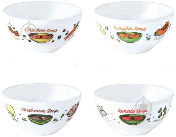 Набор салатников Luminarc soup medley 490 мл / набор / 4 пр. (q0900) - фото 1 Набор салатников Luminarc soup medley 490 мл / набор / 4 пр. (q0900) - фото 1