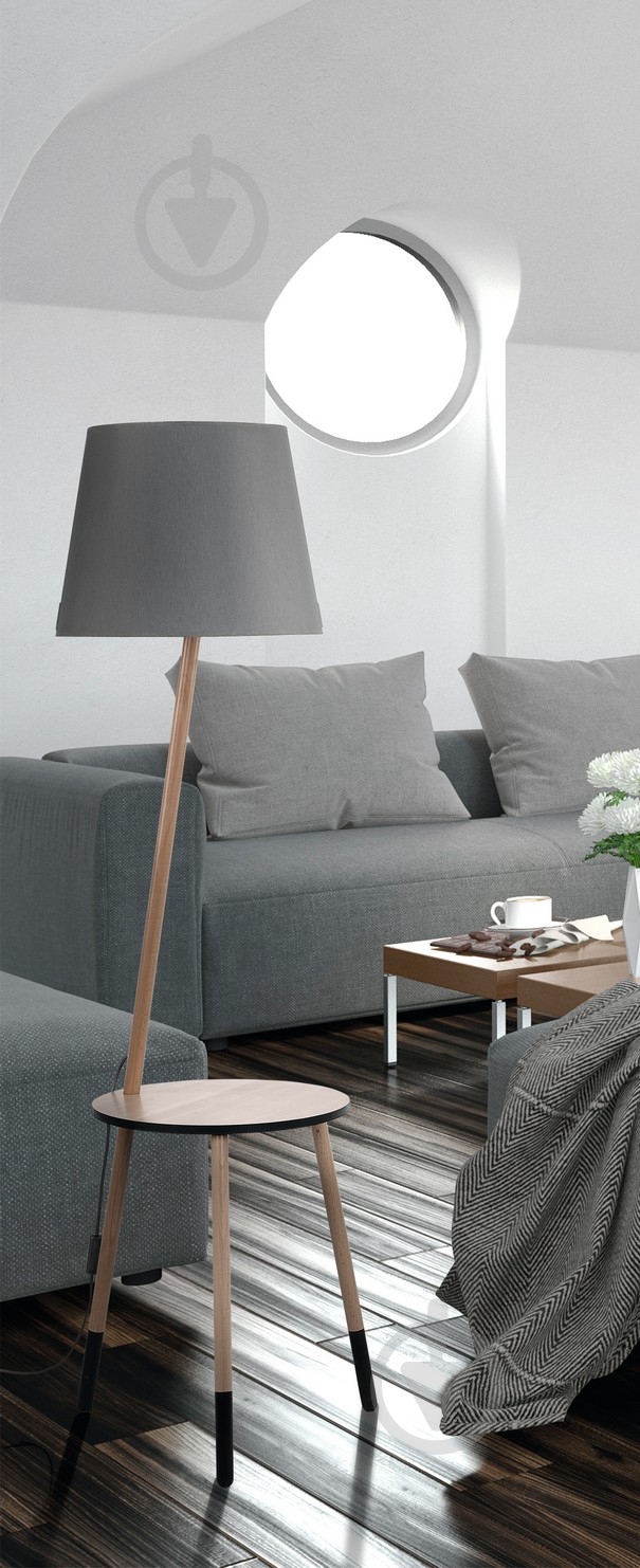 Торшер TK Lighting Lama 60 Вт E27 сірий/дерево 2863 - фото 2