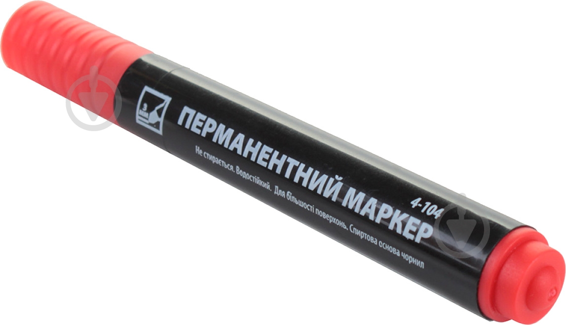 Маркер перманентний 4Office 1-3 мм 4-104 червоний 01160401 - фото 1