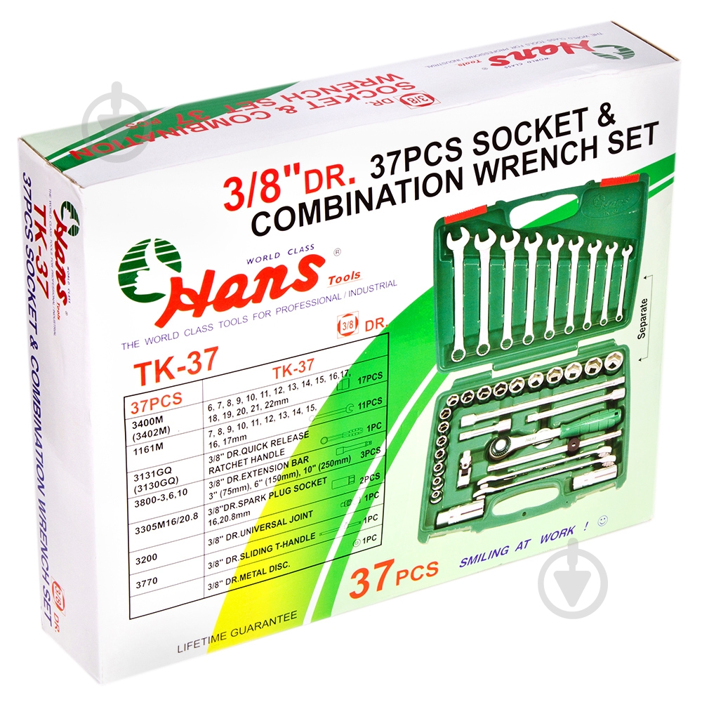 Набор ручного инструмента Hans 3/8" 37 шт. ТК-37М (6) - фото 1