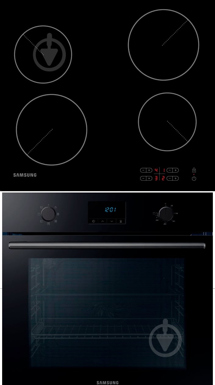 Комплект вбудовуваної техніки Samsung варильна поверхня NZ64T3506AK/WT + духова шафа NV68A1110RB/WT - фото 1