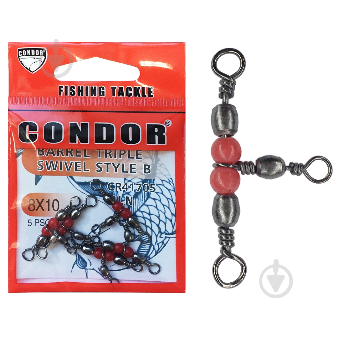 Вертлюг Condor 7 кг тройной 8x10 size/5 шт. - фото 1 Вертлюг Condor 7 кг тройной 8x10 size/5 шт. - фото 1