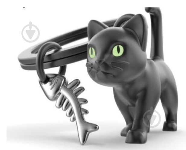 Брелок для ключей Metalmorphose Black cat theme with fish bone charm - фото 1 Брелок для ключей Metalmorphose Black cat theme with fish bone charm - фото 1