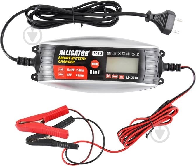 Автомобільний зарядний пристрій інверторний Alligator 6в1 6/12В 4 А 120 А/ч (AC812) - фото 1