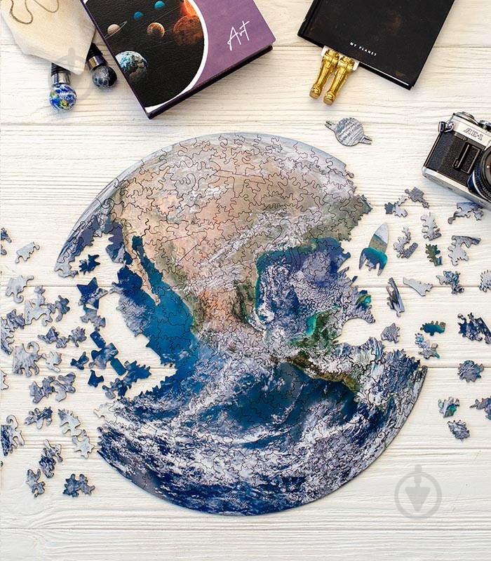 Пазл деревянный Земля 40 см PuzzleUp - фото 1