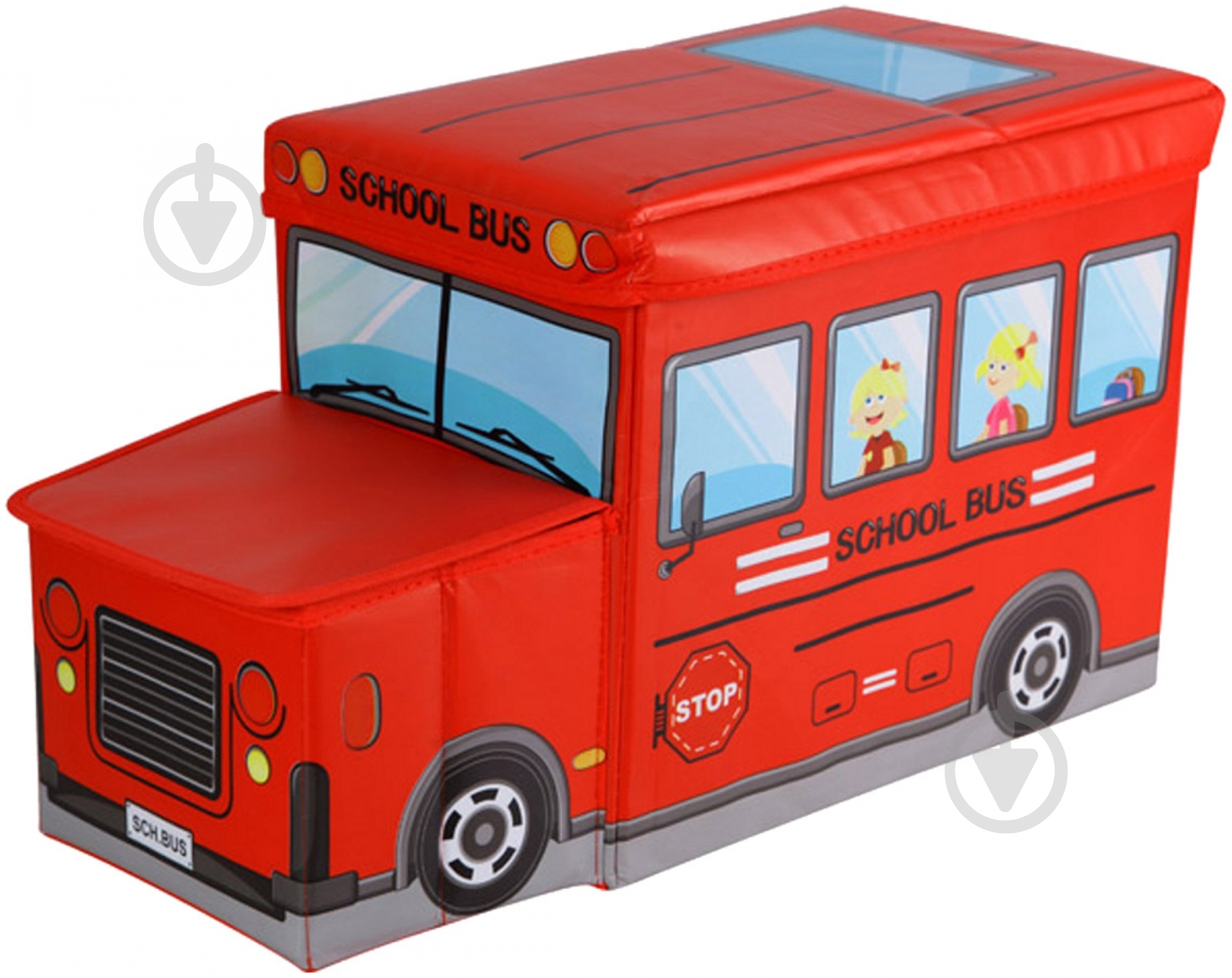 Детский пуф Автобус красный - фото 1