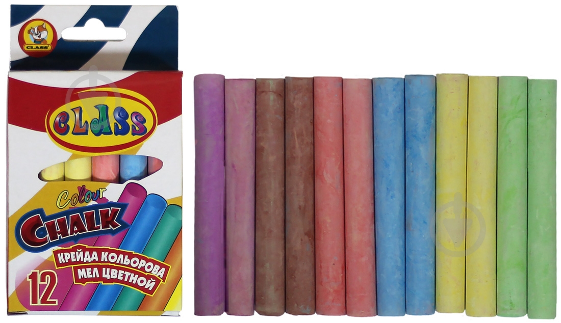 Мел цветной 12 шт. CLASS - фото 1
